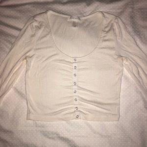 White button down crop top